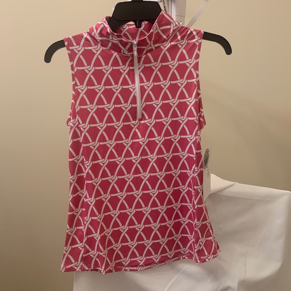 NWT Gottex Pink/White Golf/Tennis Sleeveless Top sz S(2-4)
